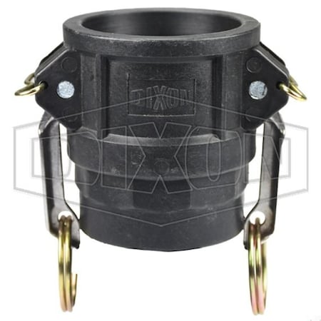 Dixon Type D Cam and Groove Coupler, 1-1/2 in Nominal, Female Coupler x FNPT End Style, Polypropylene PPD150